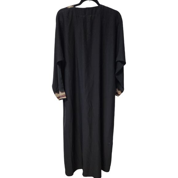 Black Sequin Moroccan Kaftan Long Sleeve Snap Front Dress Size XXL Plus NWOT - Picture 3 of 5